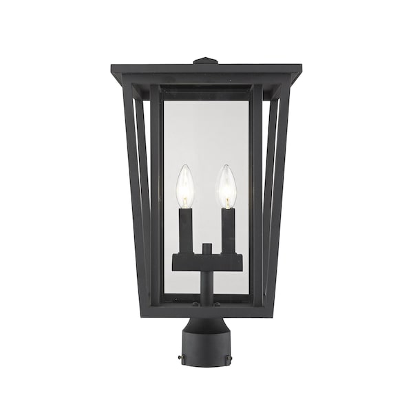 Z-Lite Seoul 2 Light Outdoor Post Mount Fixture, Black & Clear 571PHBR-BK - main